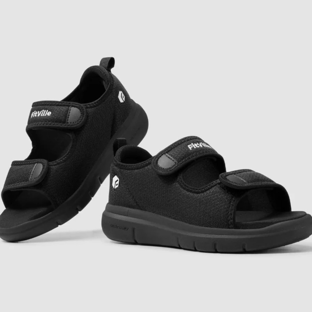 FitVille Womens Size 10W Wide or Mens 8W V3 EasyTop Recovery Sandal Arch Support